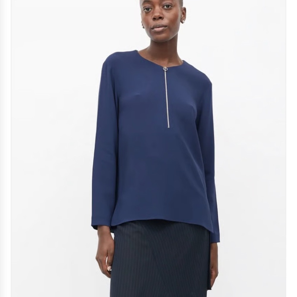 Stella McCartney Deep Blue Blouse with Zipper Detail NWOT